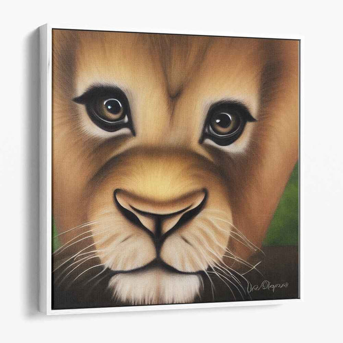 Whiskered Wildness Whimsy: Lifelike Lion Cub Portrait Canvas Art Print