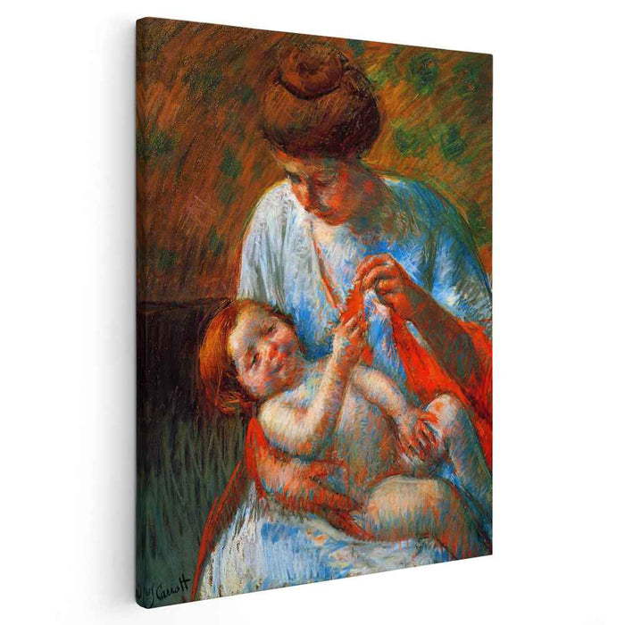 Baby Lying on His Mother s Lap, reaching to hold a scarf by Mary Cassatt