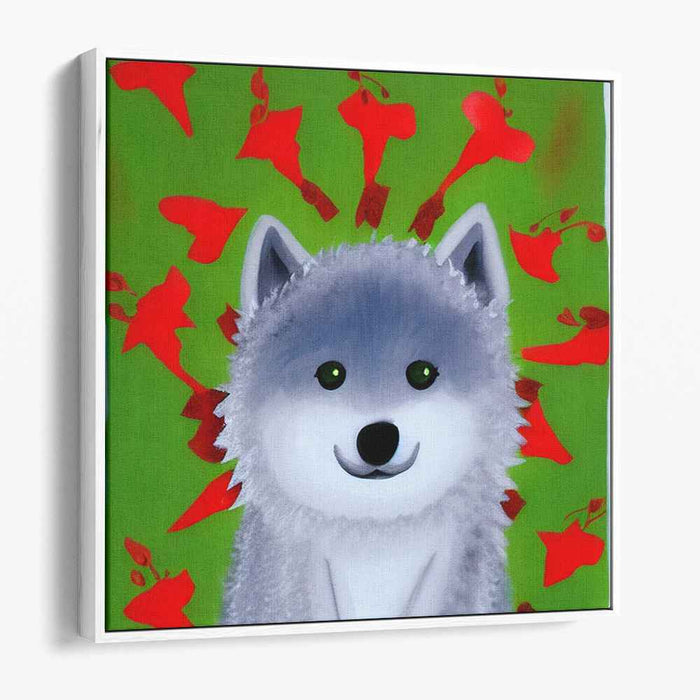Whimsical Canine: Playful Pop Art Dog on Green Canvas