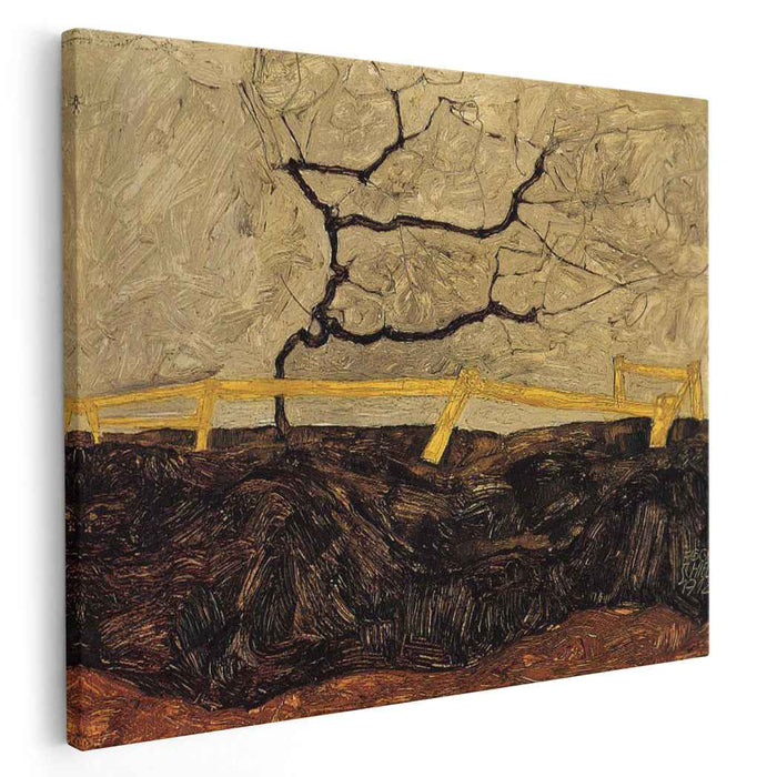 Bare Tree behind a Fence (1912) by Egon Schiele