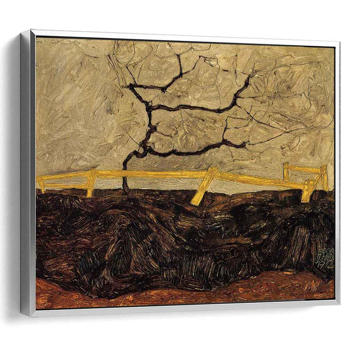 Bare Tree behind a Fence (1912) by Egon Schiele