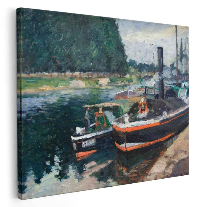 Barges on Pontoise (1876) by Camille Pissarro