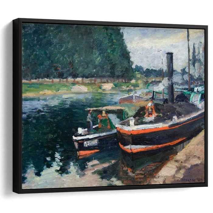 Barges on Pontoise (1876) by Camille Pissarro
