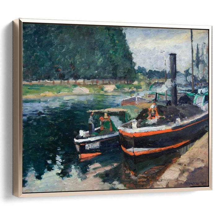 Barges on Pontoise (1876) by Camille Pissarro
