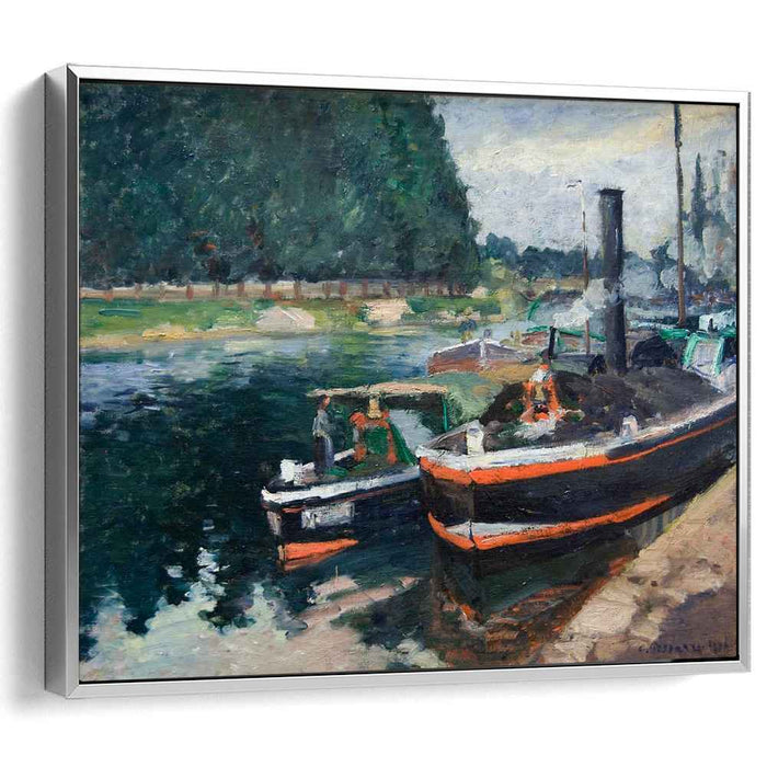 Barges on Pontoise (1876) by Camille Pissarro