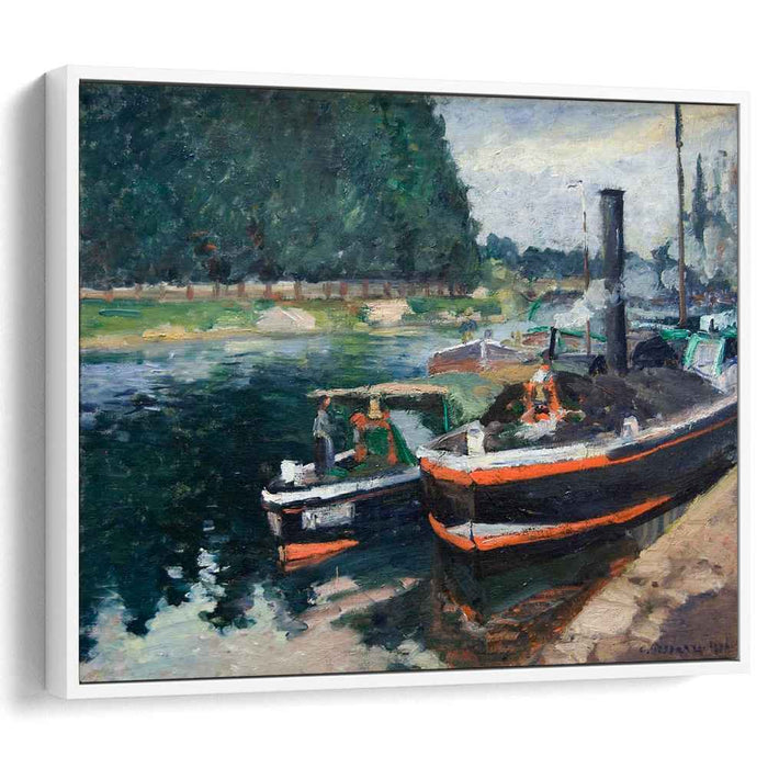 Barges on Pontoise (1876) by Camille Pissarro