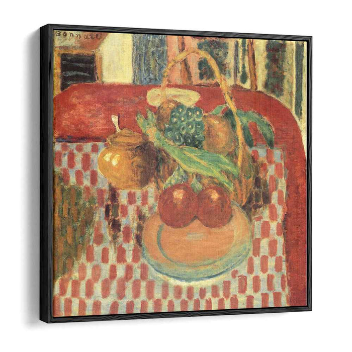 Basket and Plate of Fruit on a Red Checkered Tablecloth (1939) by Pierre Bonnard