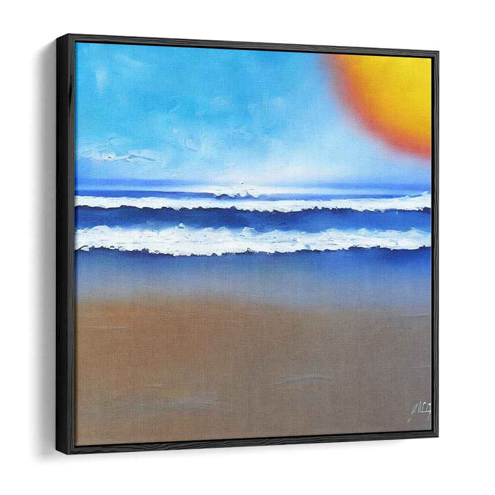Serene Beachscape: Tranquil Ocean Waves and Radiant Sun Canvas Art