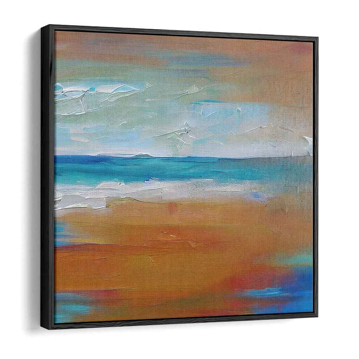 Oceanic Ember: Abstract Seascape in Blue and Orange Canvas Art