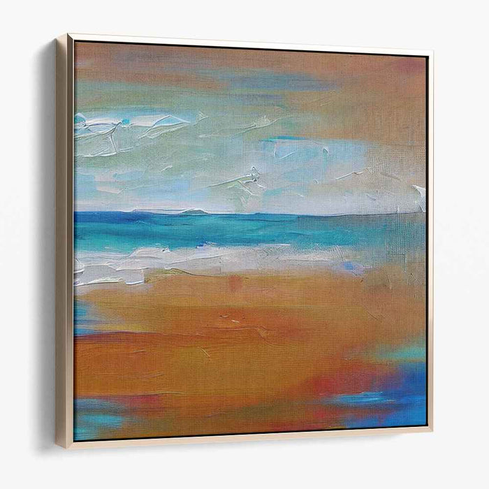 Oceanic Ember: Abstract Seascape in Blue and Orange Canvas Art