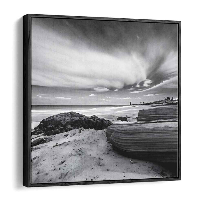 Ethereal Coast: Black and White Coastal Landscape Photography Print