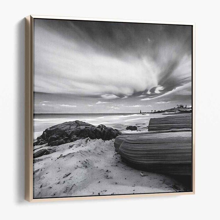 Ethereal Coast: Black and White Coastal Landscape Photography Print