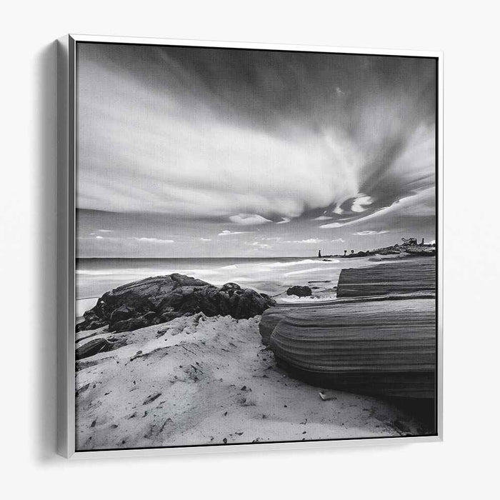 Ethereal Coast: Black and White Coastal Landscape Photography Print