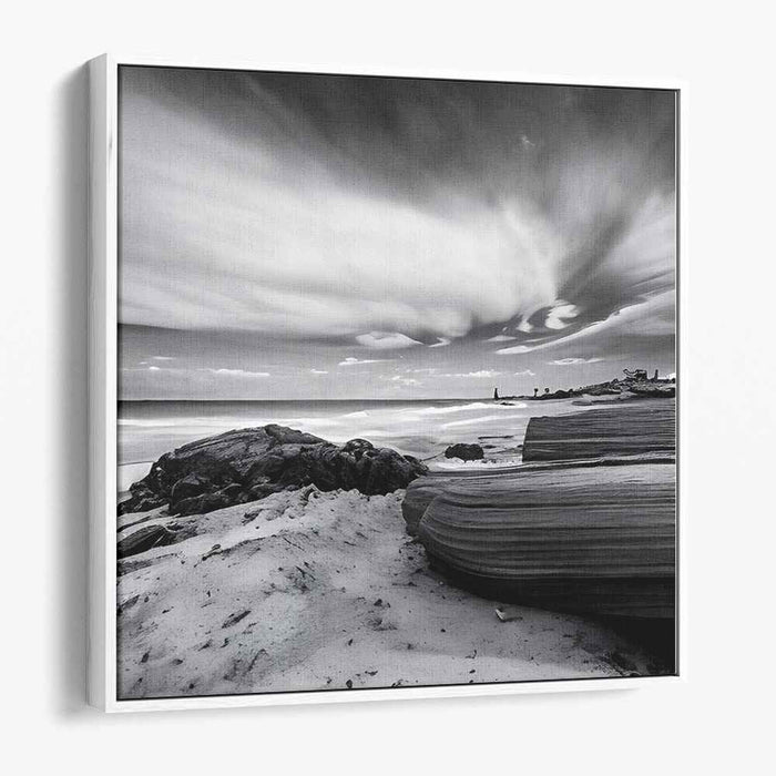 Ethereal Coast: Black and White Coastal Landscape Photography Print