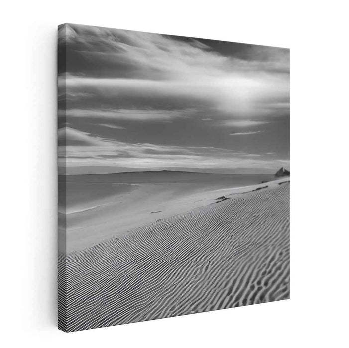 Sand Ripples Mirage Glow: Desert Dunes Under Sunlit Sky