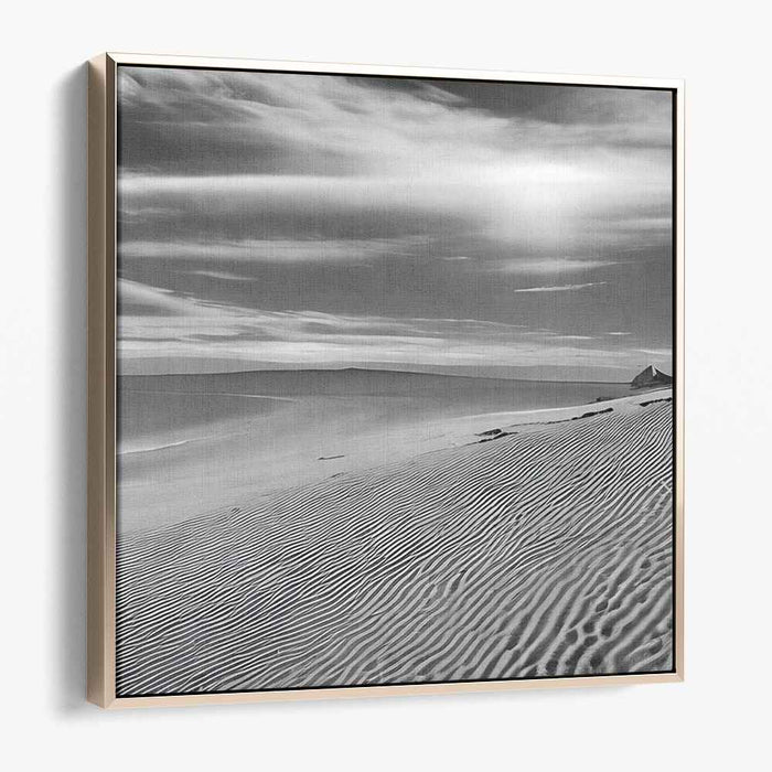 Sand Ripples Mirage Glow: Desert Dunes Under Sunlit Sky