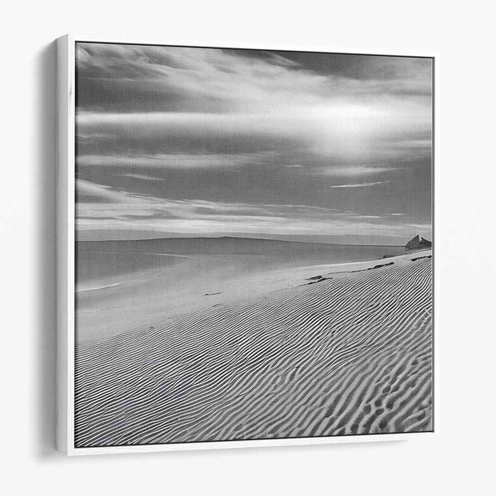 Sand Ripples Mirage Glow: Desert Dunes Under Sunlit Sky