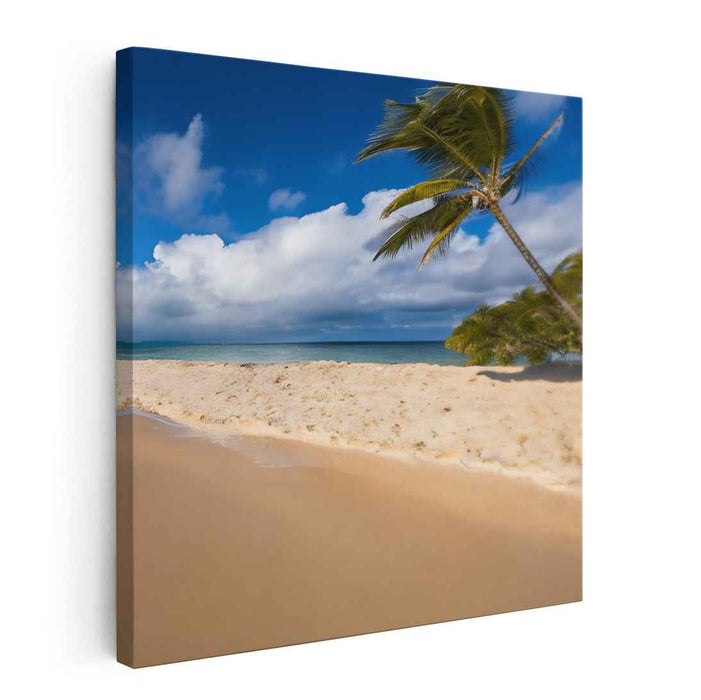 Ocean Foam Whispers: Serene Beachside Bliss Canvas Art Print