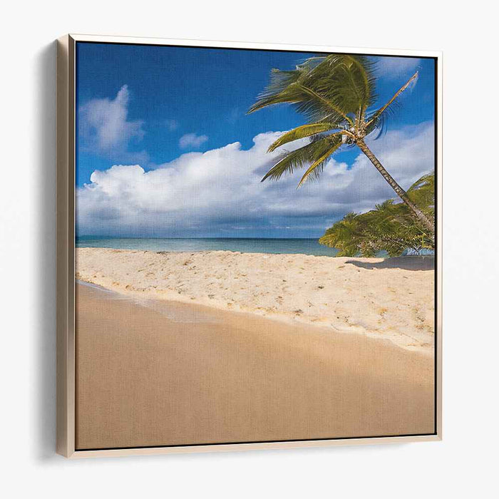 Ocean Foam Whispers: Serene Beachside Bliss Canvas Art Print