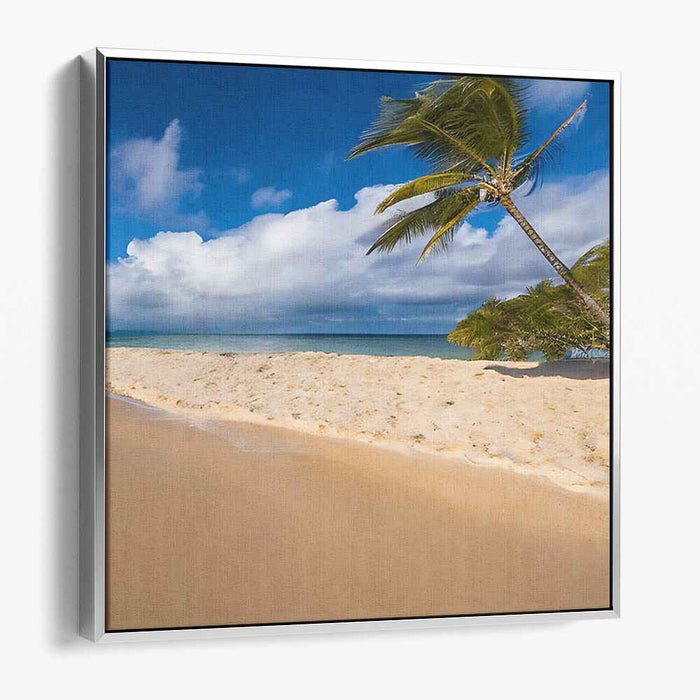 Ocean Foam Whispers: Serene Beachside Bliss Canvas Art Print