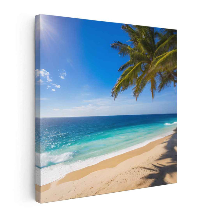 Crystal Shores: Pristine Beach and Azure Waters Canvas Art