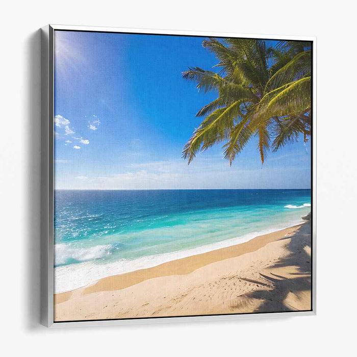 Crystal Shores: Pristine Beach and Azure Waters Canvas Art