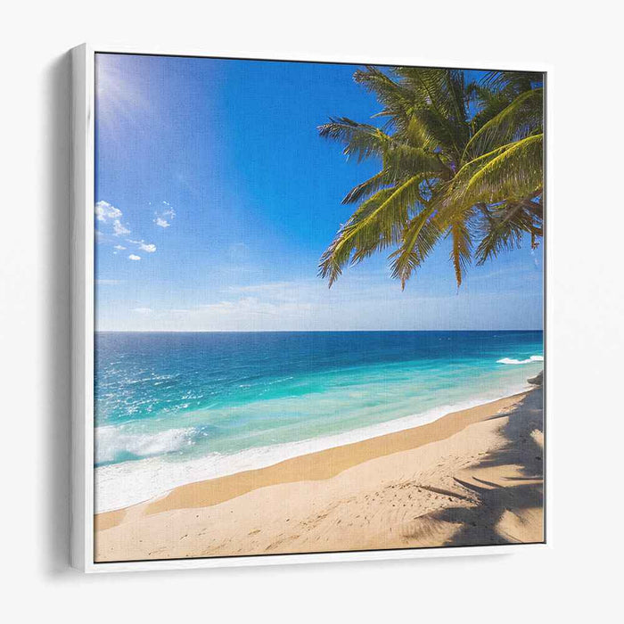 Crystal Shores: Pristine Beach and Azure Waters Canvas Art