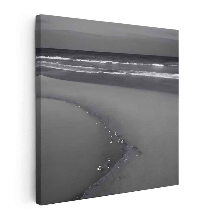 Oceanic Grayscale Voyage: Monochromatic Seascape Canvas Art Print