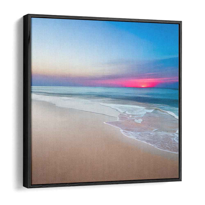 Twilight Serenade on Shoreline: Serene Beach Sunset Landscape Canvas Art