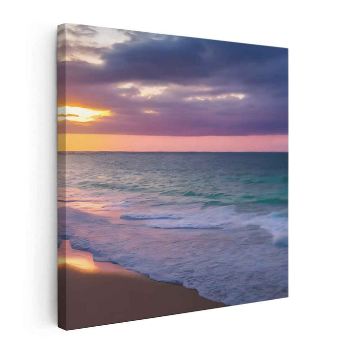 Zen Shoreline Impressions: Tranquil Beachscape Canvas Art Print