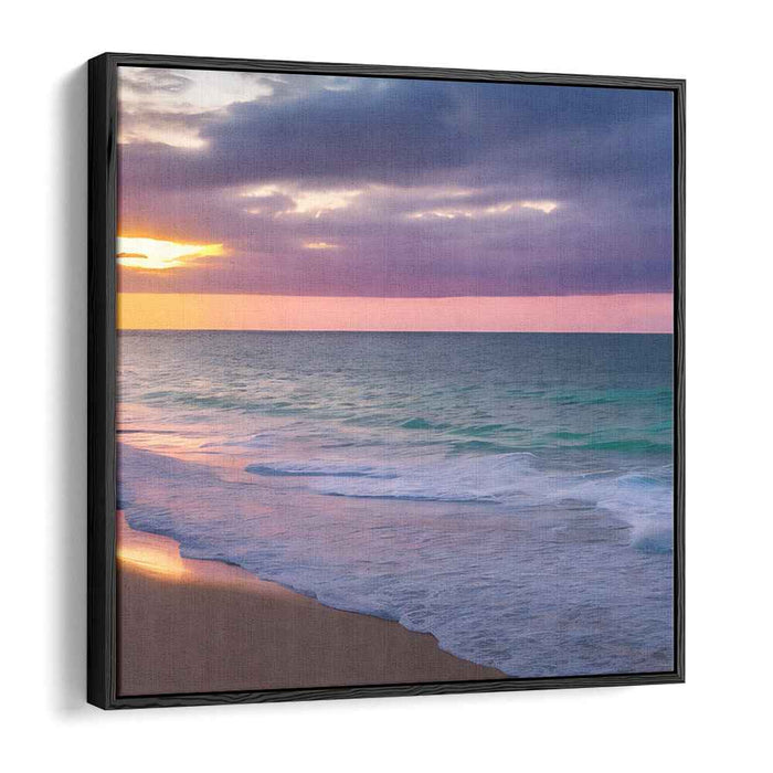 Zen Shoreline Impressions: Tranquil Beachscape Canvas Art Print