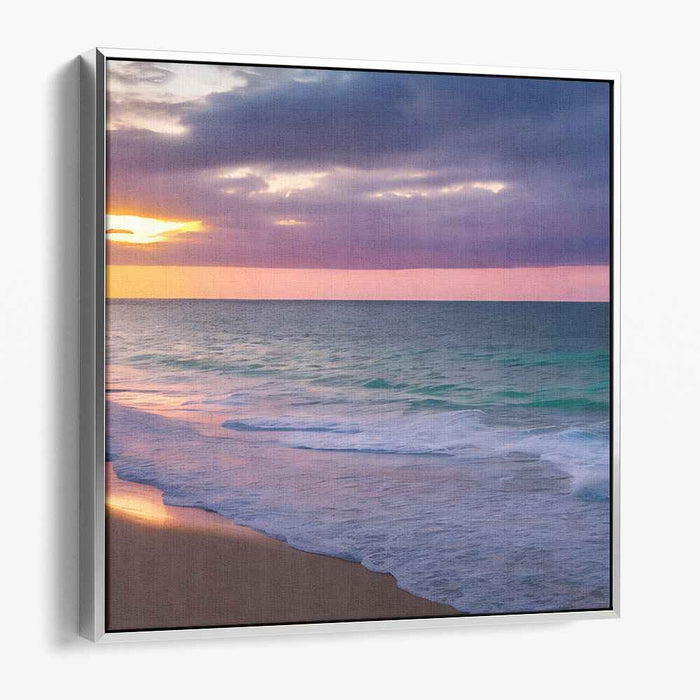 Zen Shoreline Impressions: Tranquil Beachscape Canvas Art Print