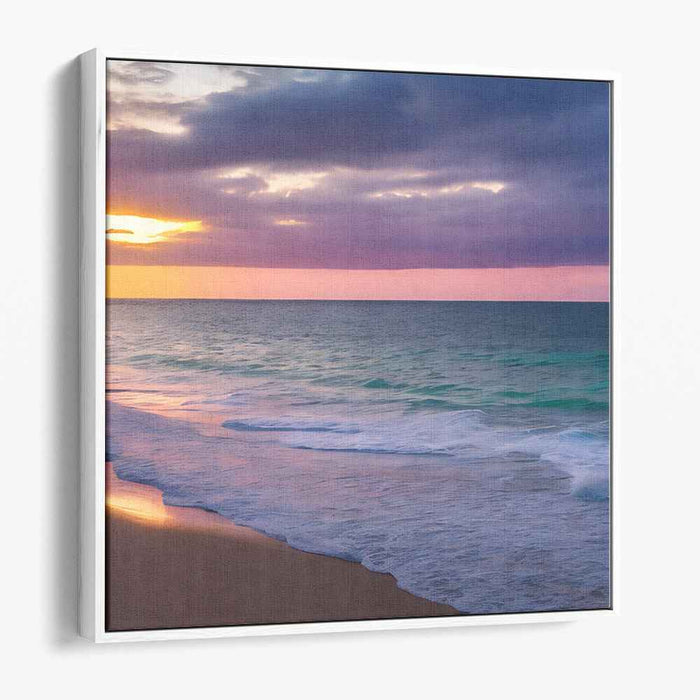 Zen Shoreline Impressions: Tranquil Beachscape Canvas Art Print