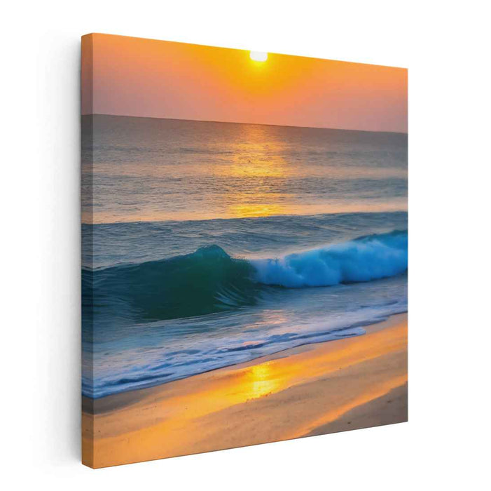 Ephemeral Oceanic Calmness: Serene Sunset Over the Ocean Canvas Art Print