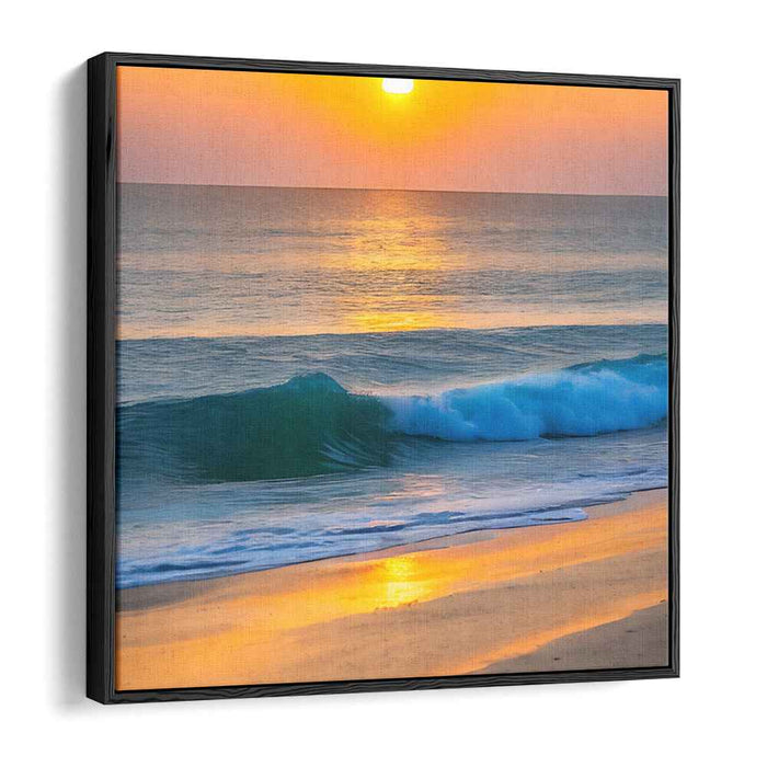 Ephemeral Oceanic Calmness: Serene Sunset Over the Ocean Canvas Art Print