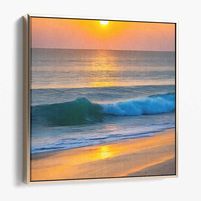 Ephemeral Oceanic Calmness: Serene Sunset Over the Ocean Canvas Art Print