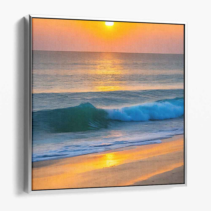 Ephemeral Oceanic Calmness: Serene Sunset Over the Ocean Canvas Art Print