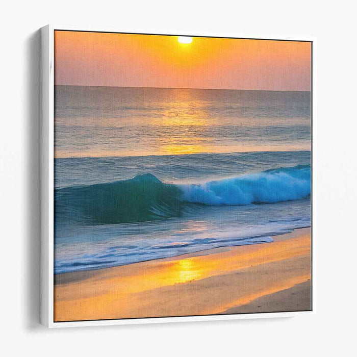 Ephemeral Oceanic Calmness: Serene Sunset Over the Ocean Canvas Art Print