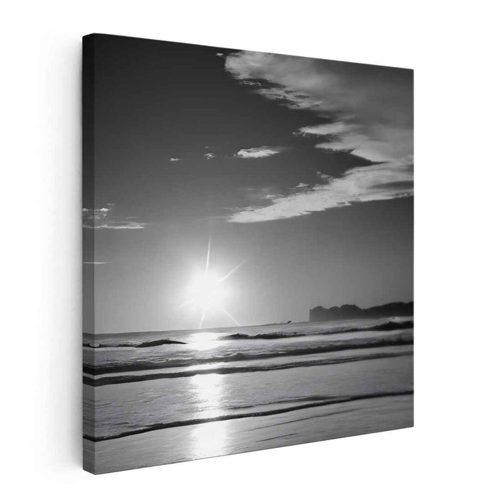 Silent Shorelines: Tranquil Black and White Beach Photography