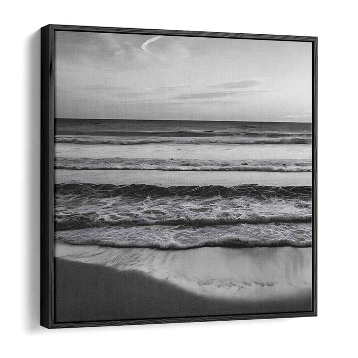 Deep Blue Horizon: Monochromatic Ocean Canvas Art Print