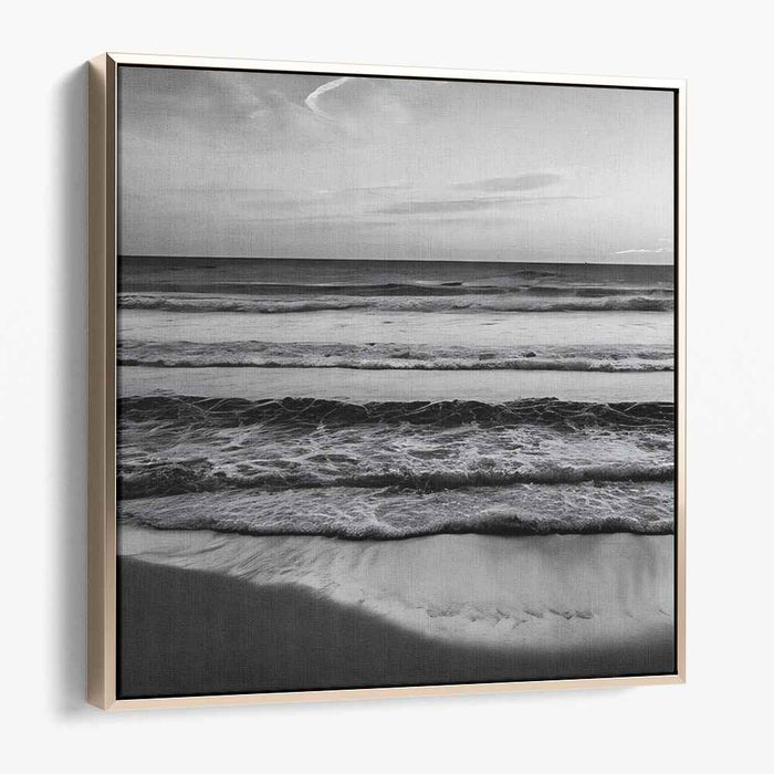Deep Blue Horizon: Monochromatic Ocean Canvas Art Print
