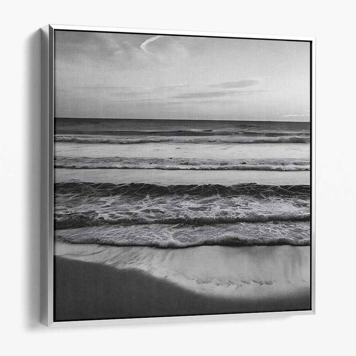 Deep Blue Horizon: Monochromatic Ocean Canvas Art Print