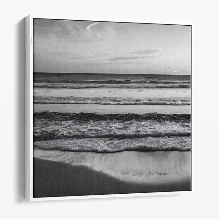 Deep Blue Horizon: Monochromatic Ocean Canvas Art Print