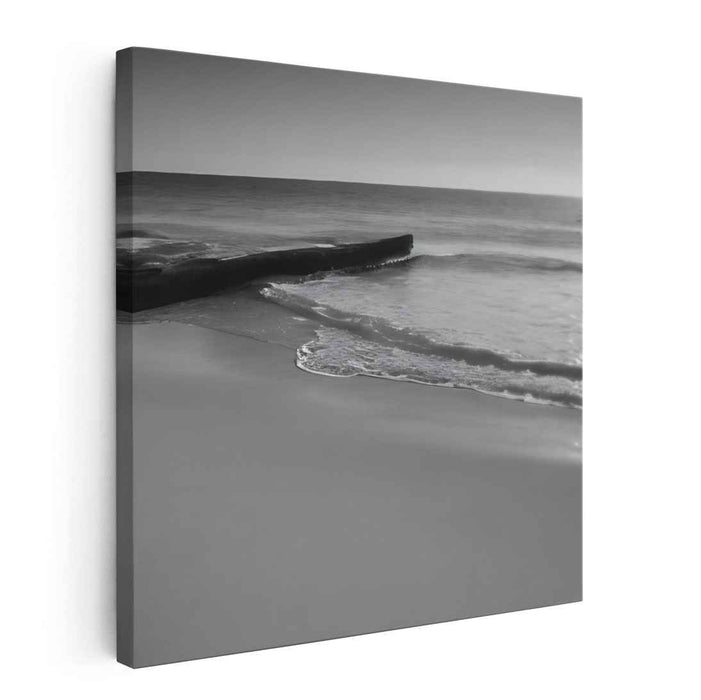 Oceanic Echoes: Black and White Seascape Canvas Art Print