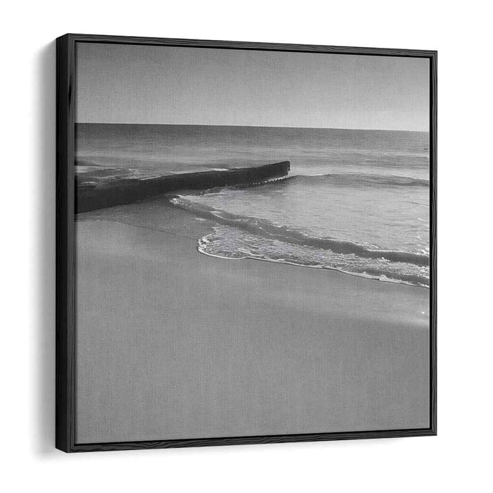 Oceanic Echoes: Black and White Seascape Canvas Art Print