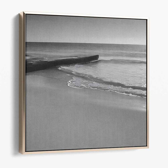 Oceanic Echoes: Black and White Seascape Canvas Art Print