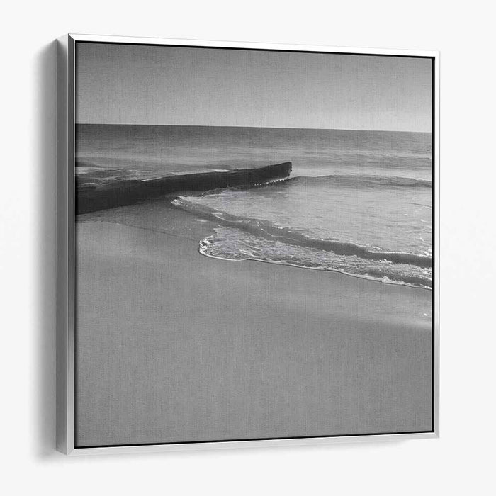 Oceanic Echoes: Black and White Seascape Canvas Art Print