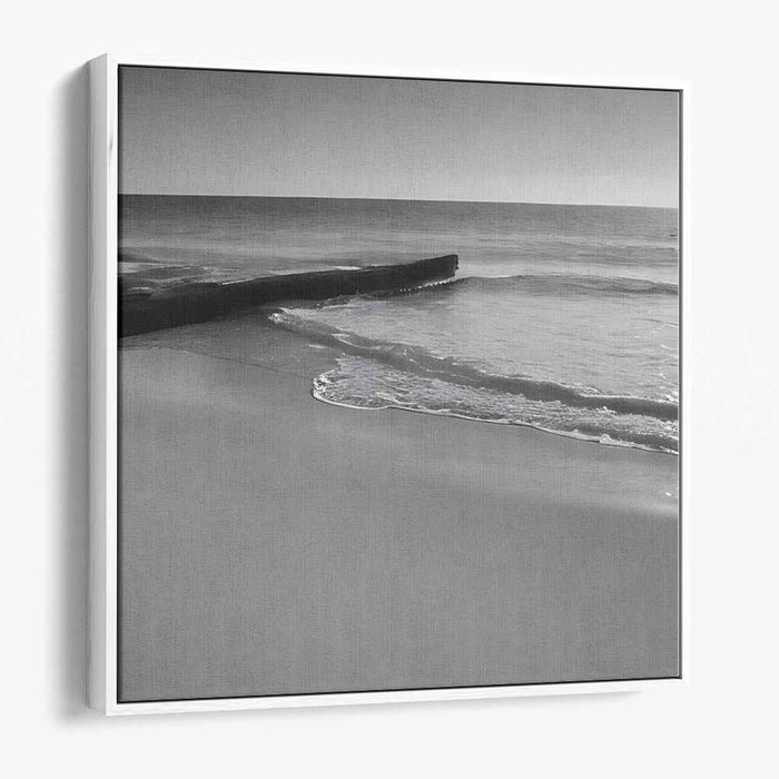 Oceanic Echoes: Black and White Seascape Canvas Art Print