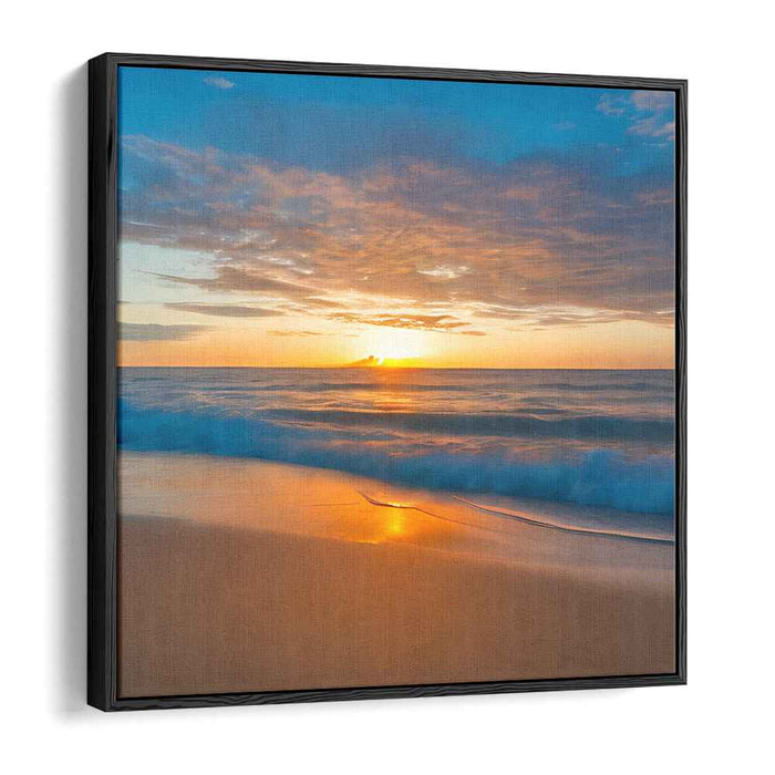 Golden Sands Whisper: Sunset Beach Canvas Art Print