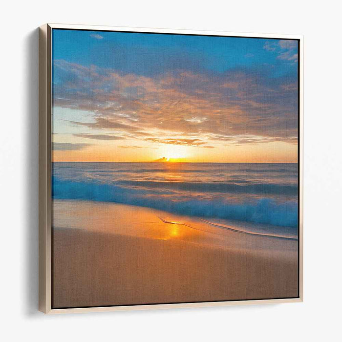 Golden Sands Whisper: Sunset Beach Canvas Art Print